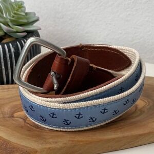 J.‎ Crew Mens Blue Anchor Nautical Leather Belt Size 34
